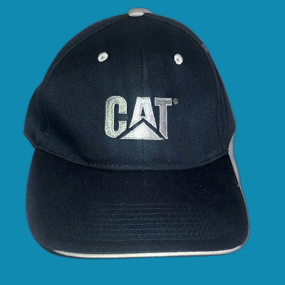 CAT Caterpillar Machinery Navy & Silver Strap back  Cap NWOT